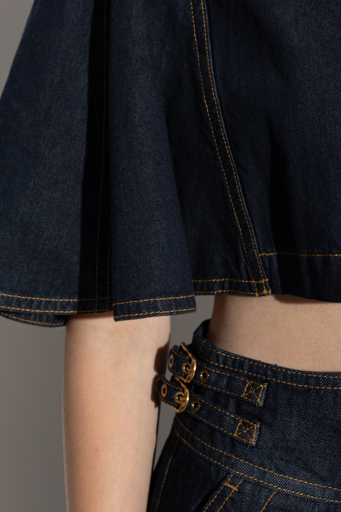 *p(R)ojectR® Asterisk Switching Denim Women's Pencil skirt in cotton and hemp denim | Blue | Diesel